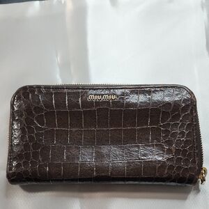 Miu Miu Dark Brown Croc-Embossed Wallet